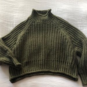 Olive green knit mock neck sweater